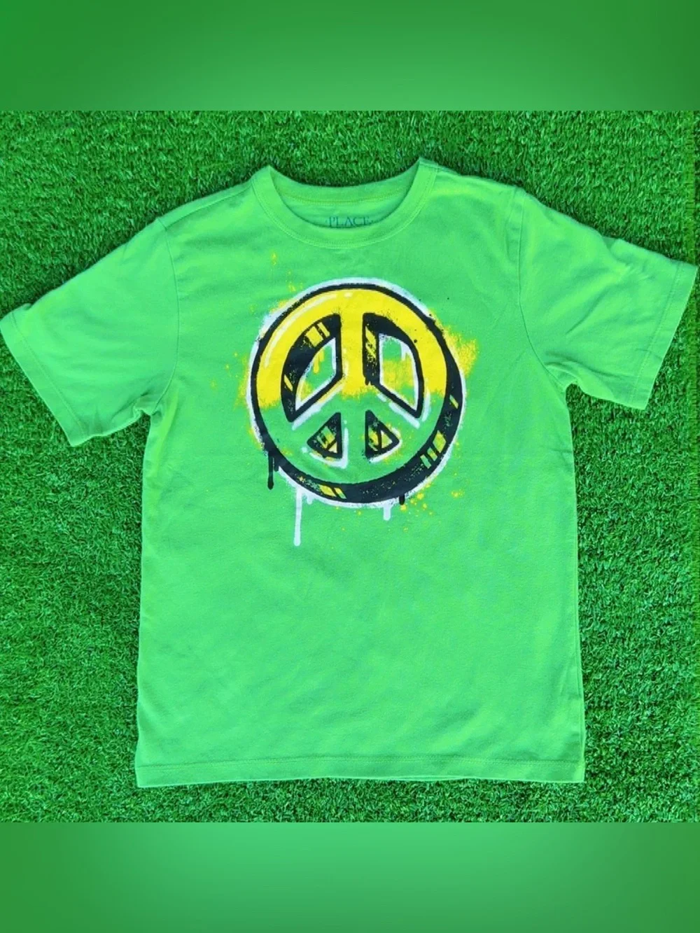 The Children's Place Lime Green Peace Sign Graphic Tee